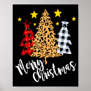 Poster Joyeux Sapin de Noël Buffalo Plaid Rouge Vert Xmas