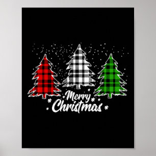 Poster Joyeux sapin de Noël Buffalo plaqué Rouge Blanc