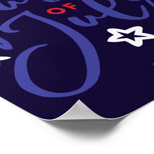 Poster Joyeux script 4 juillet créé à la main avec étoile (Coin)