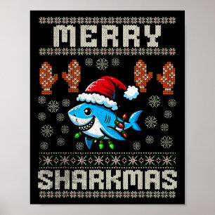 Poster Joyeux Sharkmas Sharkmas Noël Vilain Noël Enfants 