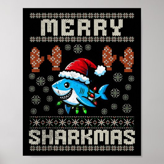 Poster Joyeux Sharkmas Sharkmas Noël Vilain Noël Enfants  (Devant)