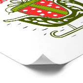 Poster Joyeux Sleigh de Noël Présente Rouge Vert Vacances (Coin)