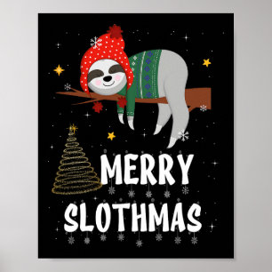 Poster Joyeux Slothmas Pyjama de Noël pour les Amateurs d