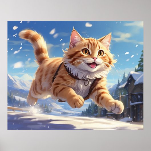 Poster *~* Joyeux Snow Kitty 5:4 Kitten Cat AP68 (Devant)