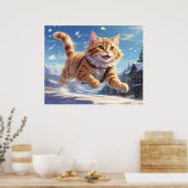 Poster *~* Joyeux Snow Kitty 5:4 Kitten Cat AP68 (Cuisine)
