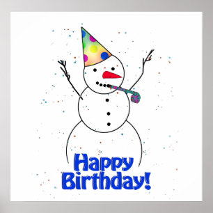 Poster Joyeux Snowman d'anniversaire