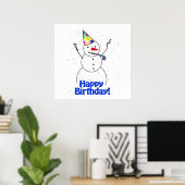 Poster Joyeux Snowman d'anniversaire (Bureau à domicile)