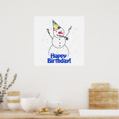 Poster Joyeux Snowman d'anniversaire (Cuisine)