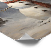 Poster Joyeux Snowman Portant Casquette Et Écharpe Rouge  (Coin)