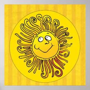 Poster Joyeux Soleil Jaune souriant