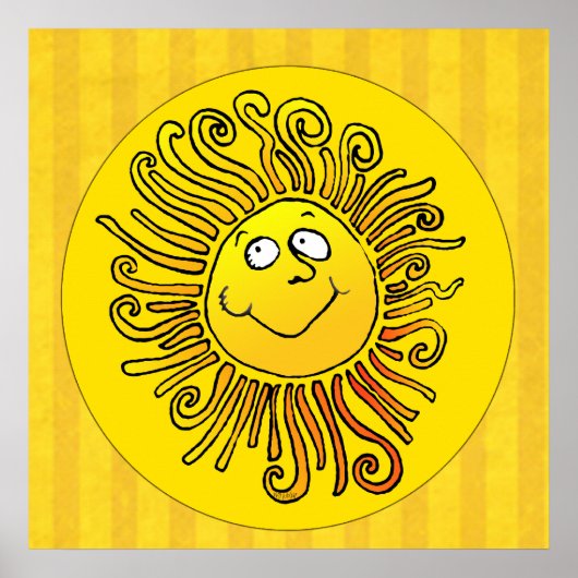 Poster Joyeux Soleil Jaune souriant (Devant)