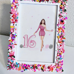 Poster Joyeux sweet sixteen, 16ème anniversaire