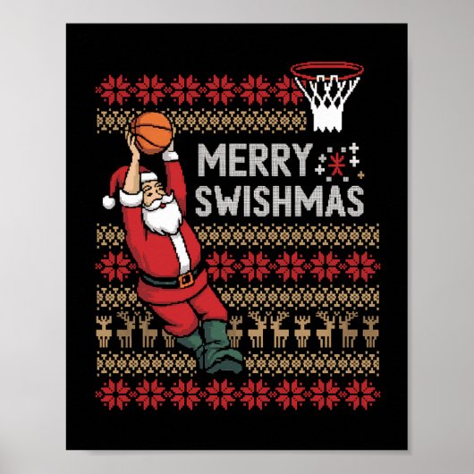 Poster Joyeux Swishmas Basketball Laid Noël Hommes (Devant)