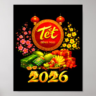 Poster Joyeux Têt 2026 Année du Cheval Viet Nam Têt Nguyê