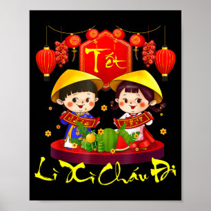 Poster Joyeux Tet Nouvel An lunaire vietnamien Li Xi