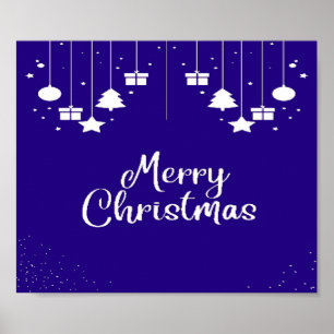 Poster Joyeux texte de Noël avec cadeaux en bleu