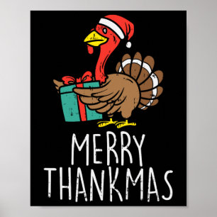Poster Joyeux Thankmas Santa Jour de la dinde de Thanksgi