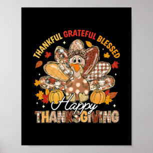 Poster Joyeux Thanksgiving Merci Reconnaissant Bénis Dind