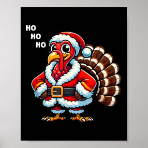 Poster Joyeux Thanksmas Thanksgiving Dinde Xmas Drôle Enf