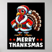 Poster Joyeux Thanksmas Thanksgiving Turquie Noël Drôle (Devant)