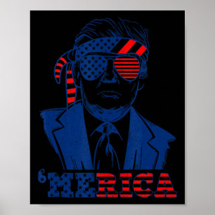 Poster Joyeux Trump Vintage 4 juillet Patriotique merica