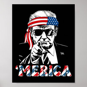 Poster Joyeux Trump Vintage 4 juillet Patriotique merica