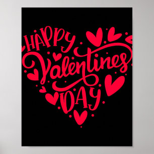 Poster Joyeux Valentines Jour Saint Valentin Forme de coe