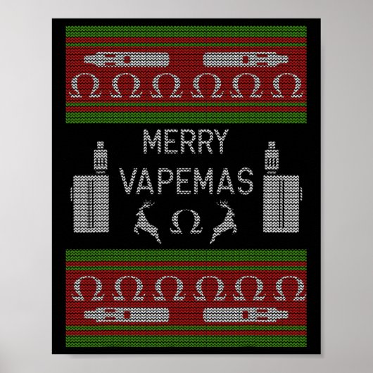Poster Joyeux Vapemas - Vapeur Vaping laide de Noël (Devant)