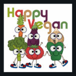 Poster Joyeux Vegan<br><div class="desc">Si vous êtes végétalien et que vous aimez les modèles mignons, vous allez rire de nos T-shirts, tasses, magnets, cartes, autocollants, sacs fourre-tout, porte - clés, mousepads, sweat - shirts à capuche, gardiens et autres vêtements végétaliens avec des légumes stupides aux grands yeux, y compris une carotte, un brocoli, un...</div>