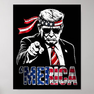 Poster Joyeux Vintage Trump 4 Juillet Patriotique Merica