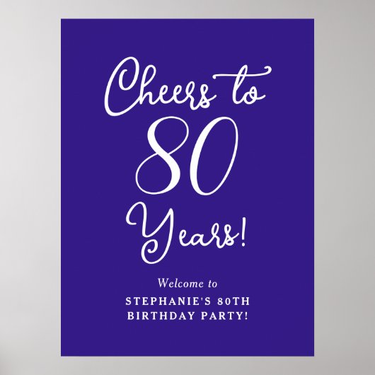 Poster Joyeux Violet 80 Ans Anniversaire de Naissance Bie (Devant)