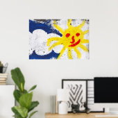 Poster Joyeux visage du soleil souriant (Bureau à domicile)