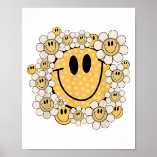 Poster Joyeux Visage Fleur Faisy Preppy Sourire esthétiqu