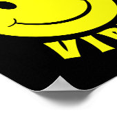 Poster Joyeux visage jaune Good Vibes noir (Coin)