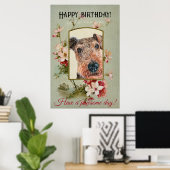 Poster Joyeux voeux d'anniversaire Airedale terrier (Bureau à domicile)