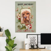 Poster Joyeux voeux d'anniversaire anglais cocker spaniel (Bureau à domicile)