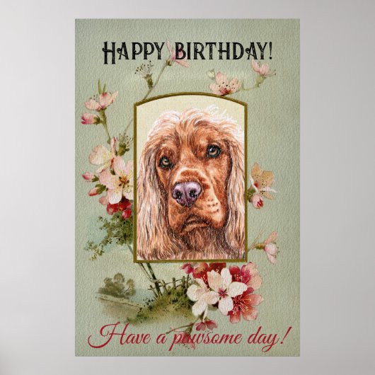 Poster Joyeux voeux d'anniversaire anglais cocker spaniel (Devant)