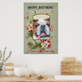Poster Joyeux voeux d'anniversaire Français bulldog (Cuisine)
