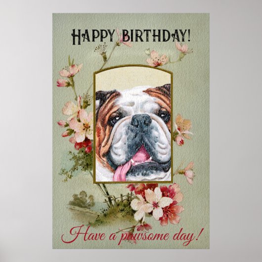 Poster Joyeux voeux d'anniversaire Français bulldog (Devant)