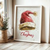 Poster Joyeux voeux de Noël Peinture Casquette du Père No