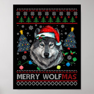 Poster Joyeux Wolfmas Joyeux Noël Loup Sweat Ugly Fu