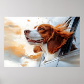 Poster Joyful Dog in the Wind Art Print (Devant)