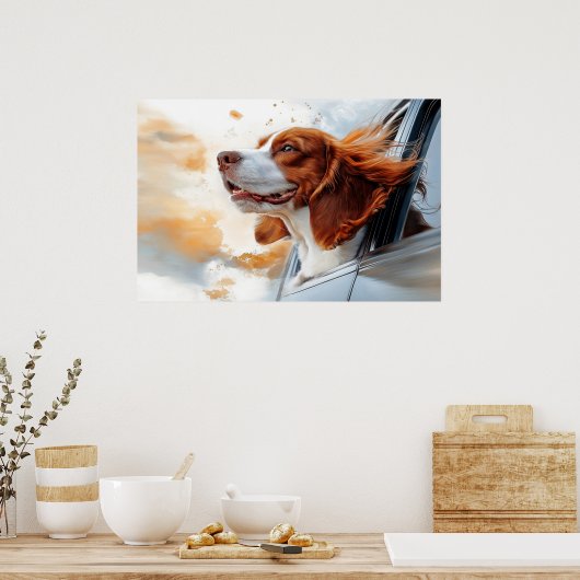 Poster Joyful Dog in the Wind Art Print (Cuisine)