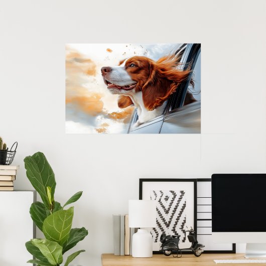 Poster Joyful Dog in the Wind Art Print (Bureau à domicile)