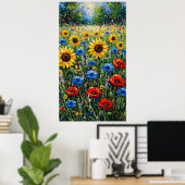 Poster Joyful Expressionist Vibrant Wildflower Sunflower  (Bureau à domicile)