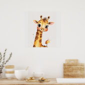Poster Joyful Giraffe Nursery aquarelle peinture (Cuisine)