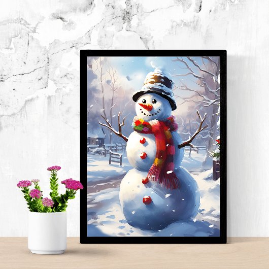 Poster Joyful Snowman Wall Decor