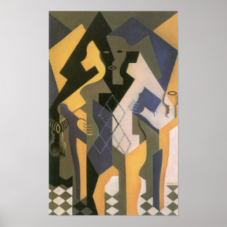 Poster Juan Gris - Arlequin avec table