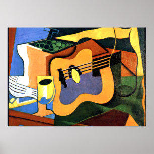 Poster Juan Gris - Guitare et bouteille