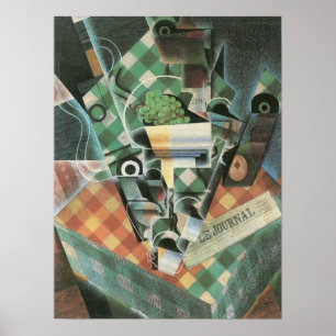 Poster Juan Gris - la vie toujours avec la nappe vérifiée